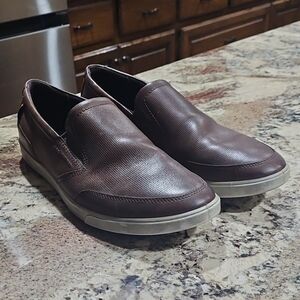 Ecco Men's Brown Leather Slip-On Loafers
